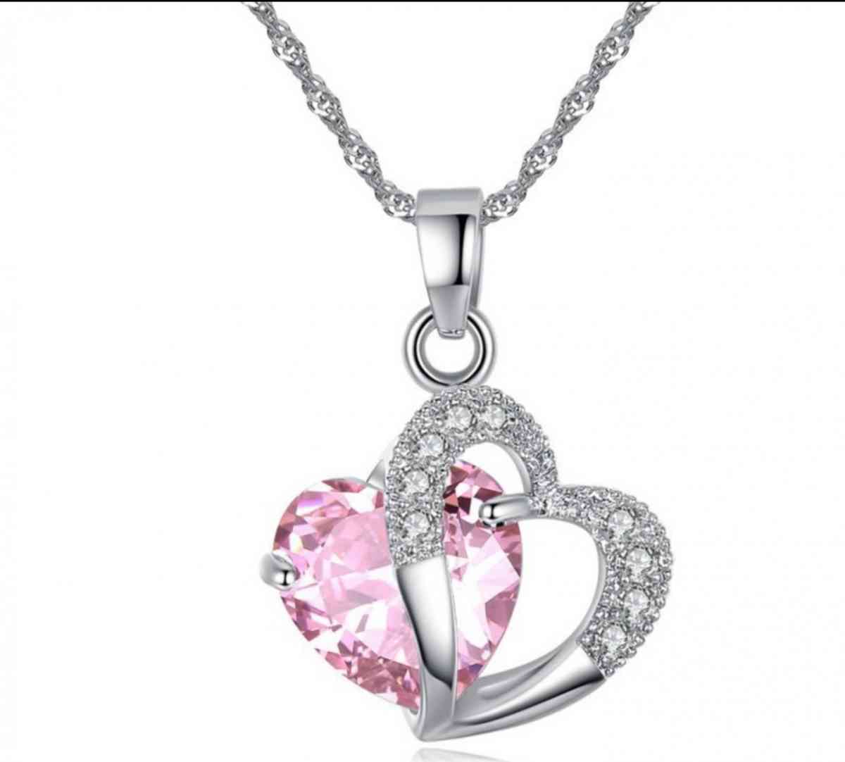 Fashion Peach Heart Shape Colorful Zircon Necklace Clavicle