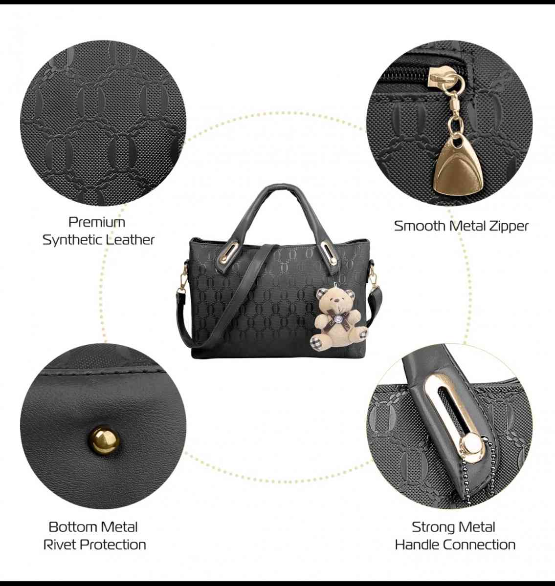 1Set4Pcs Women Leather Handbag