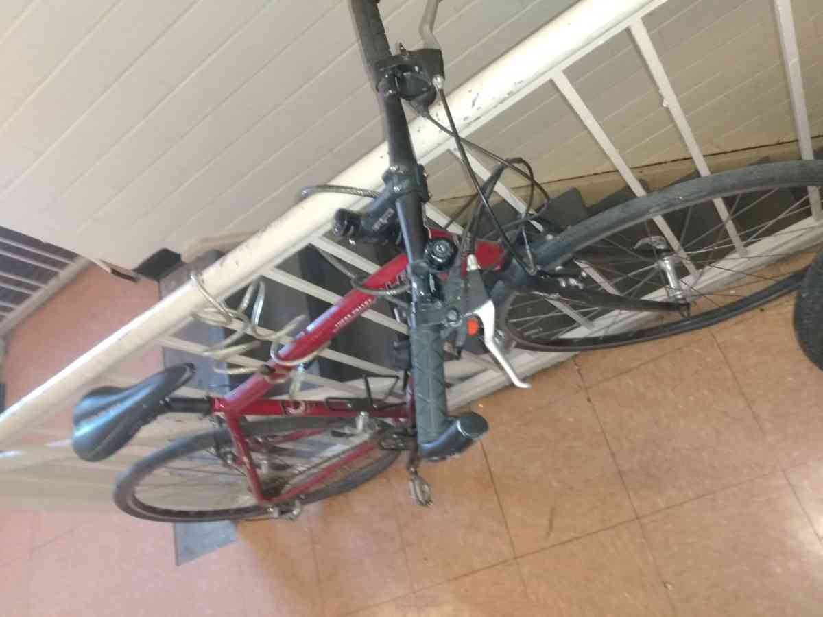 red and black racing bike for 90 dollars