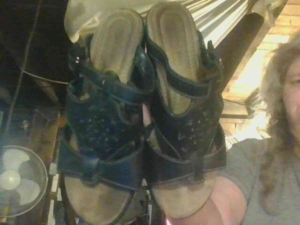 Black open toe Sandle Wedge Shoes size 7