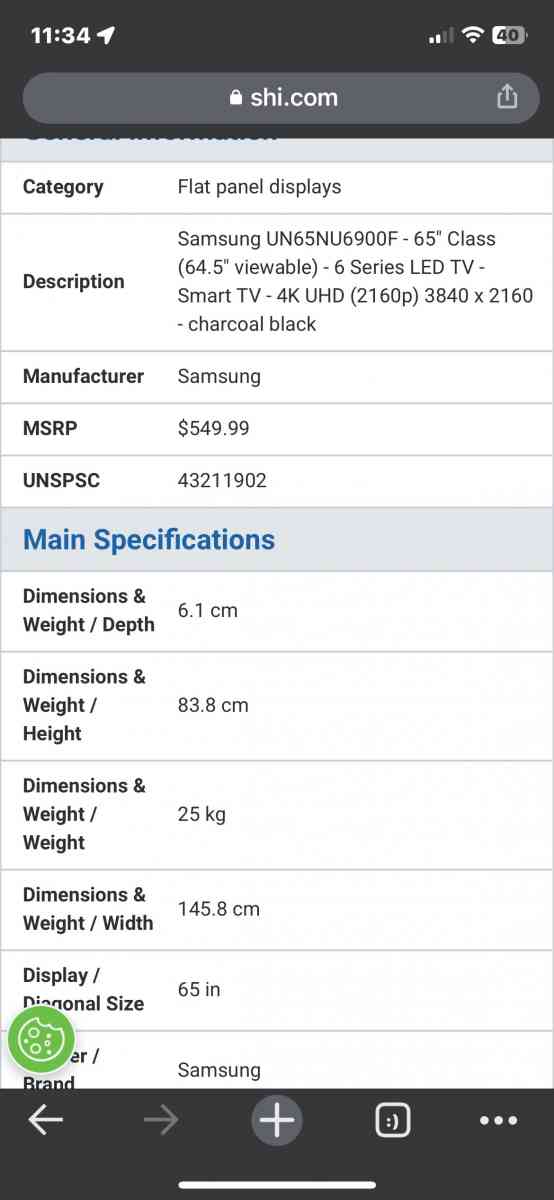 65 Samsung Smart TV 4K UHD