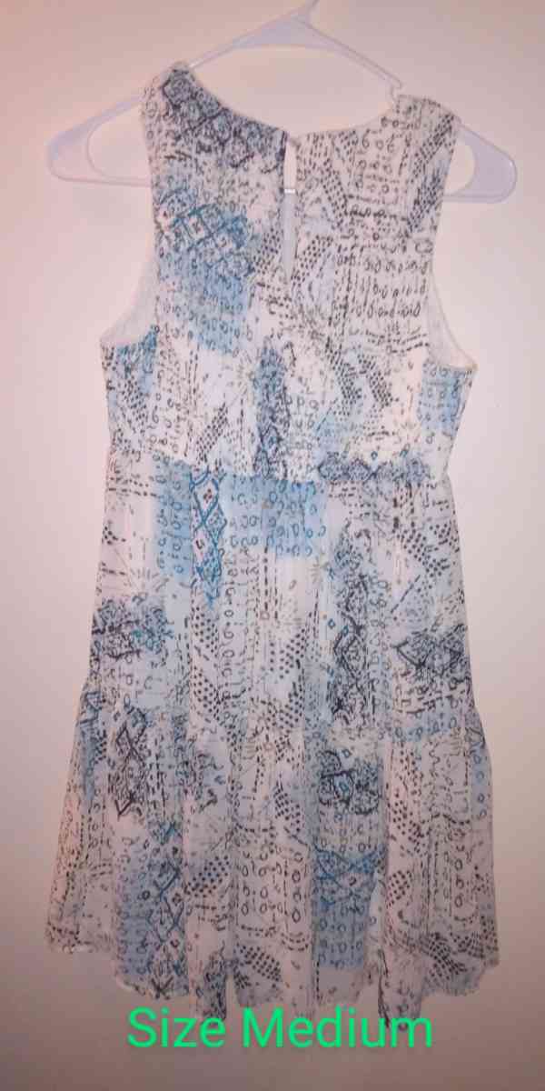 Vera Wang Womens Princess Dress Ruffle Detail Blue Print Siz