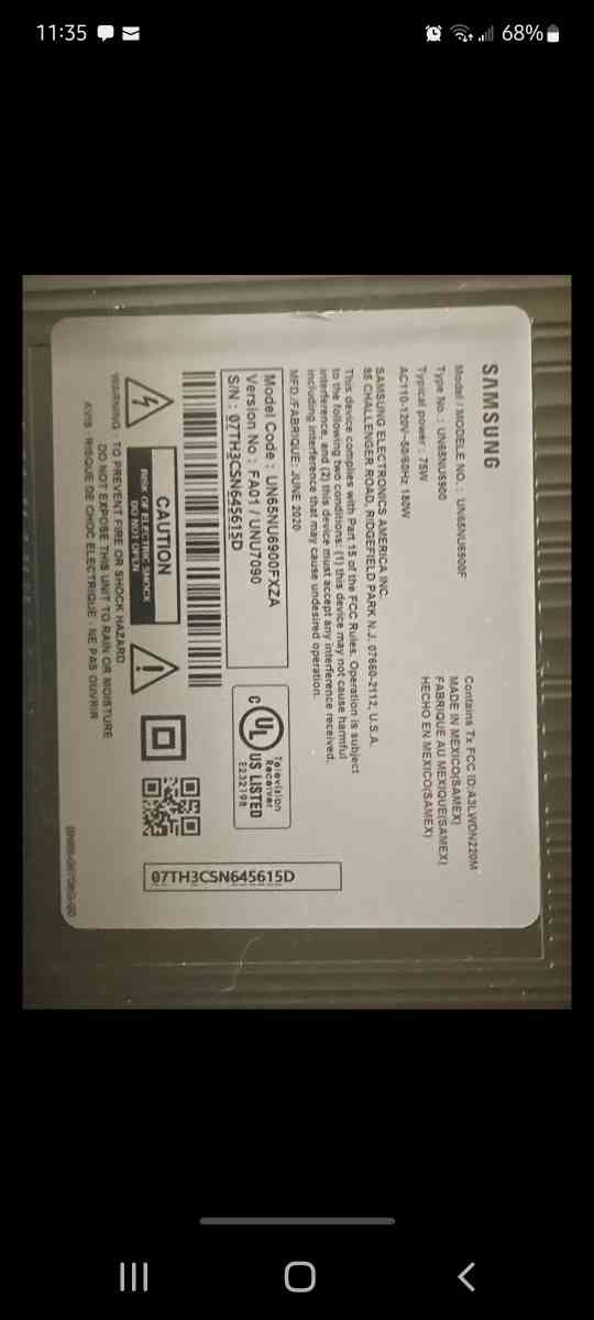 65 Samsung Smart TV 4K UHD