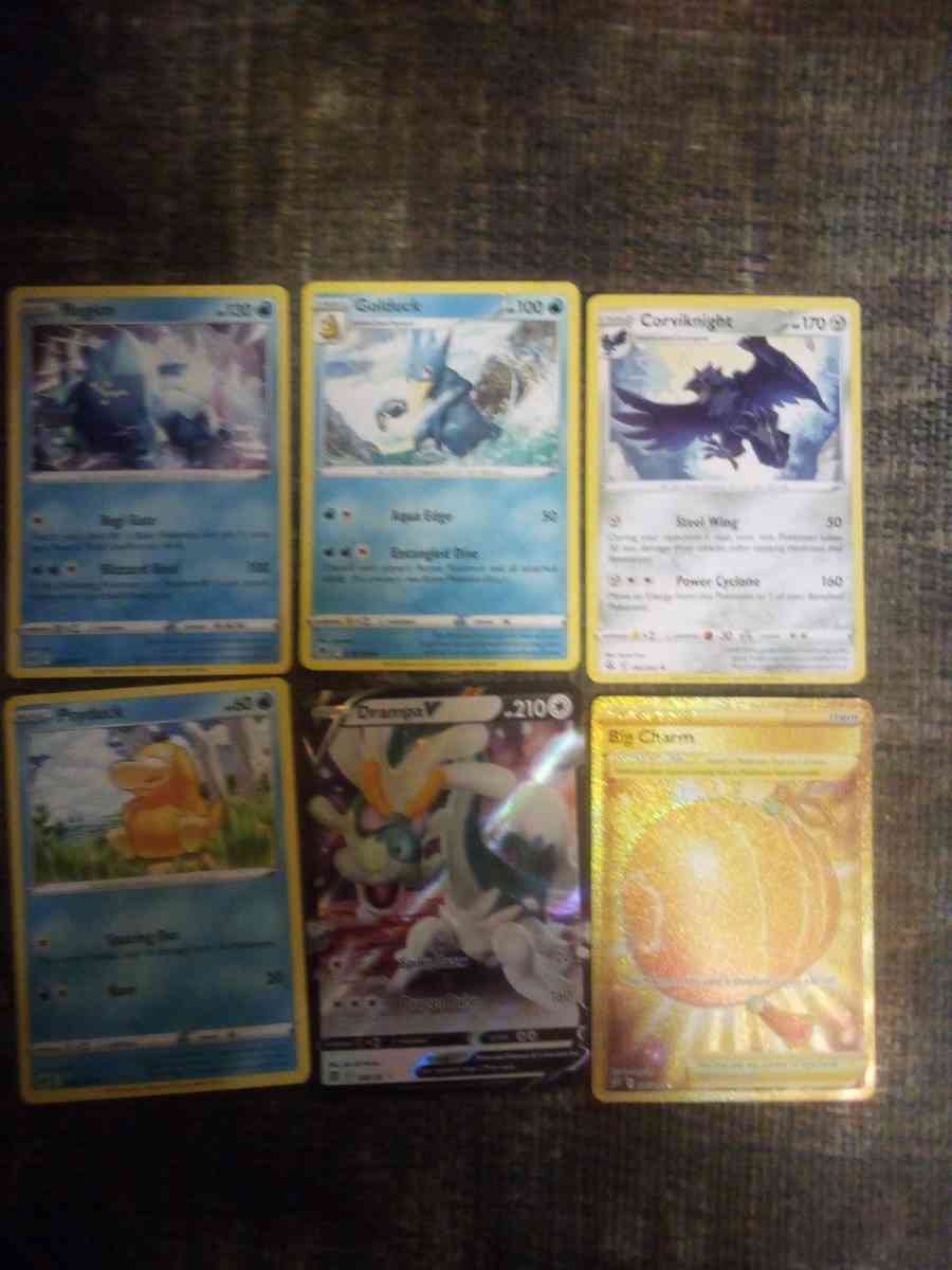 five rare and one common pokemon cards