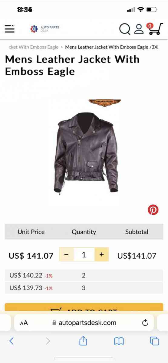 New Mens Bikers Genuine leather jacket with Emboss Eagle