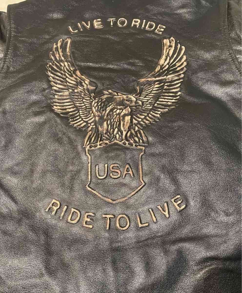 New Mens Bikers Genuine leather jacket with Emboss Eagle
