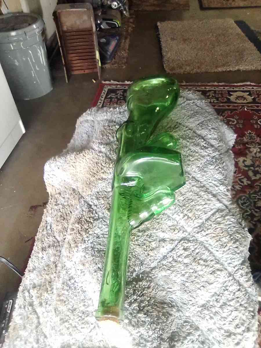 rare green glass tommy gun decanter 1920s