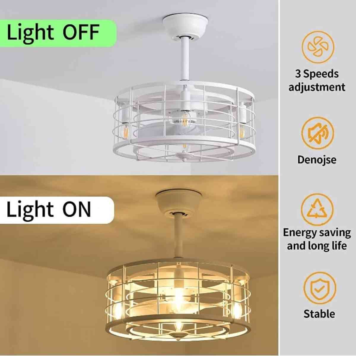 Caged Ceiling Fans wLights Remote Controlw Reversible 3 Spee