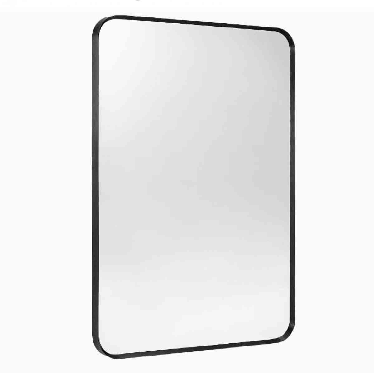 Wall Mount Mirror for Bathroom Brush Black Metal Framed Roun