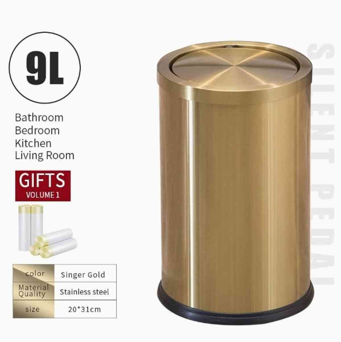 Stainless Steel Trash Can w Flipping Lid 24gallonGarbage can