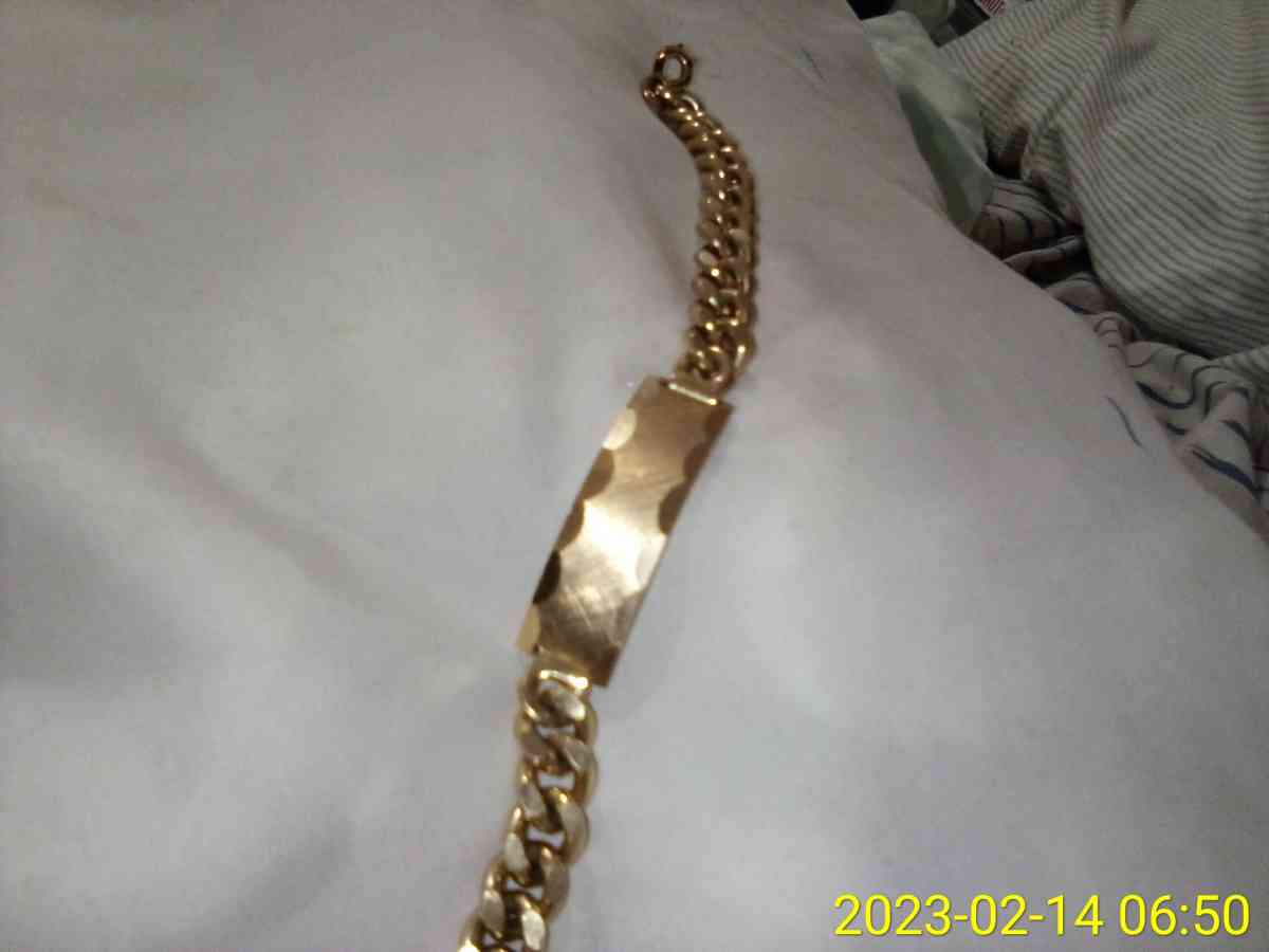 14k yellow gold cuban link Id bracelet