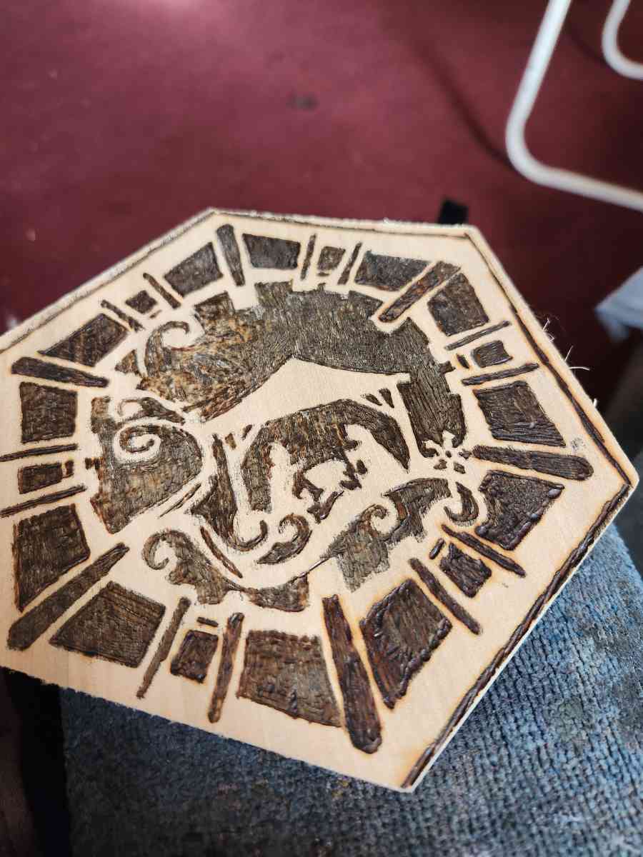 wood burning  of a nativity wall art