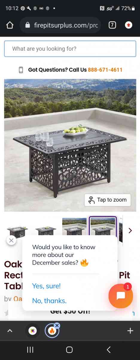 brushed antique copper ornate fire table