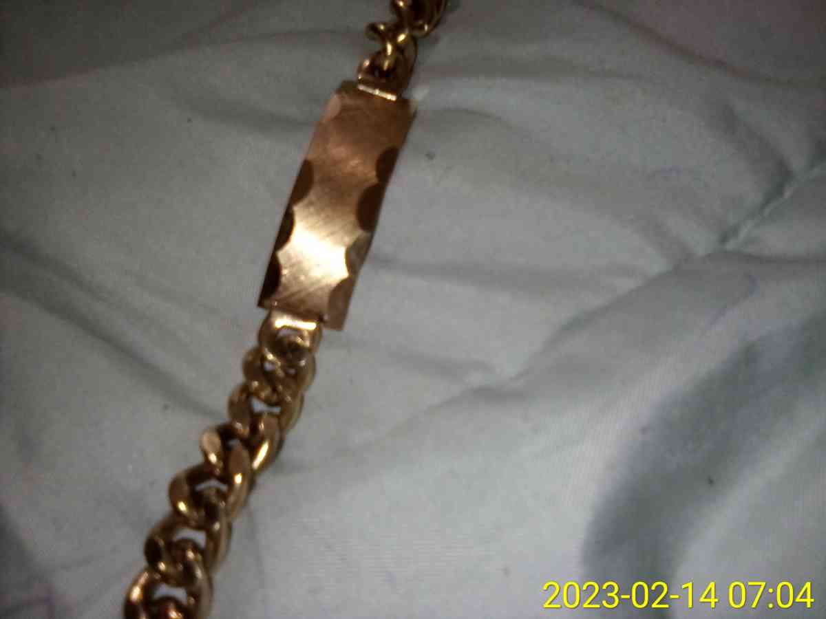 14k yellow gold cuban link Id bracelet