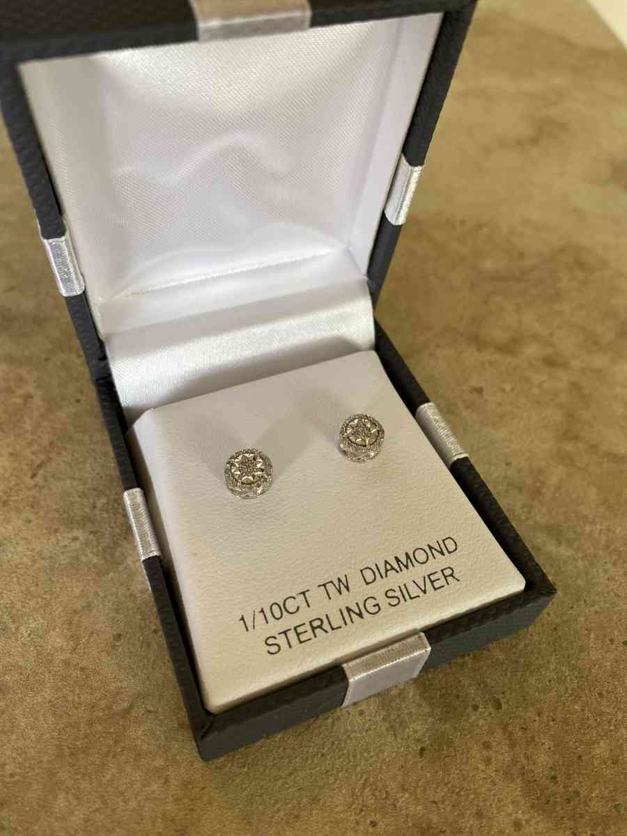 Diamond sterling silver earrings