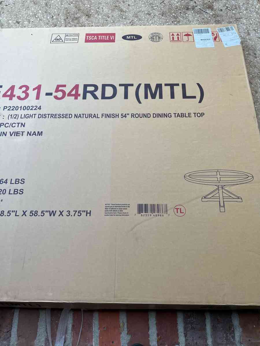 Brand new in box beautiful rustic solid wood dining table