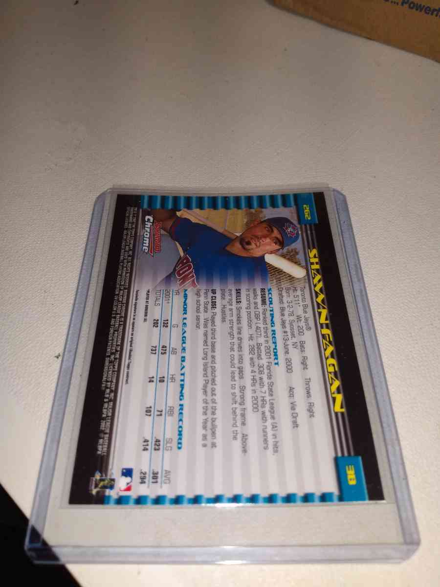 2002 Bowman Chrome rookie card autograph Sean Fagan