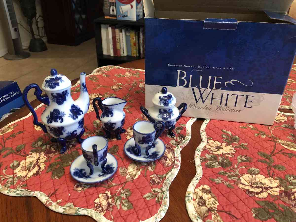 Blue And White Tea Set From Cracker Barrel Collection