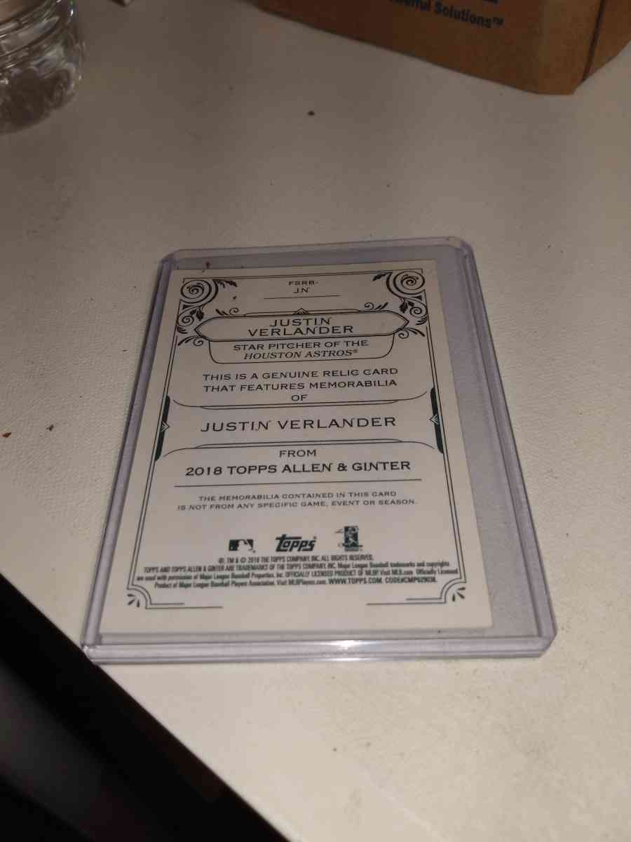 2018 Allen ginter Justin Verlander relic