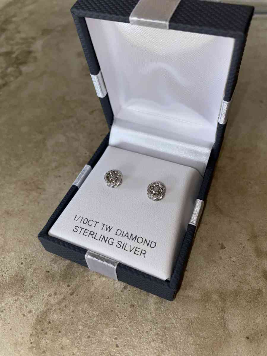 Diamond sterling silver earrings