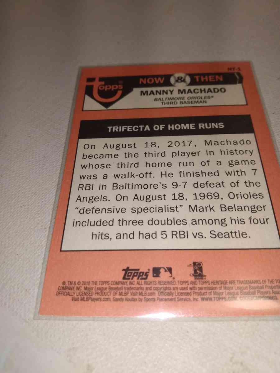 2018 Topps now and then Manny Machado