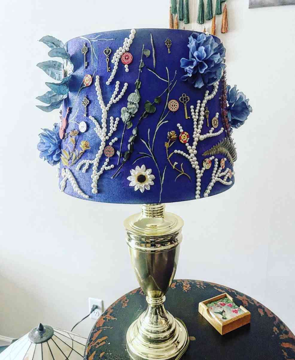 upcycled hand crafted and hand painted Lamp
