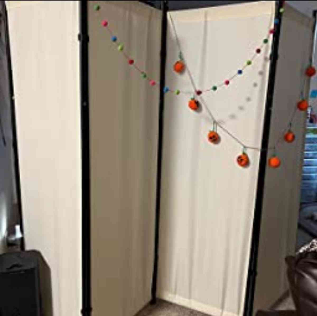 4 panel room divider privacy screen partition off white
