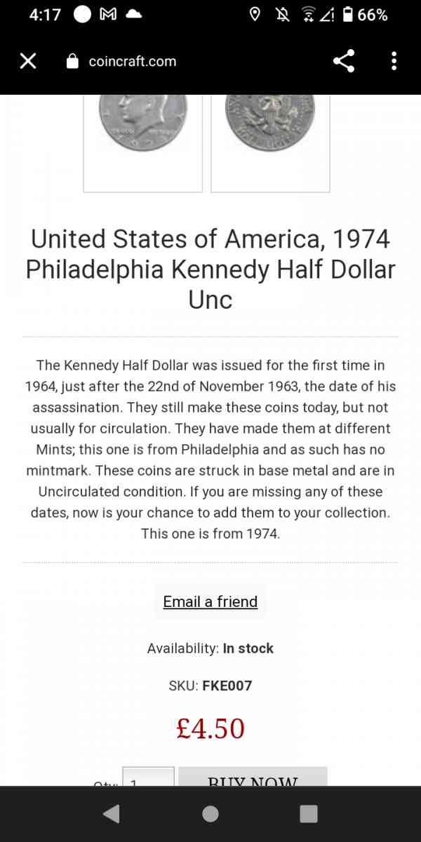 1974 half Kennedy silver dollar