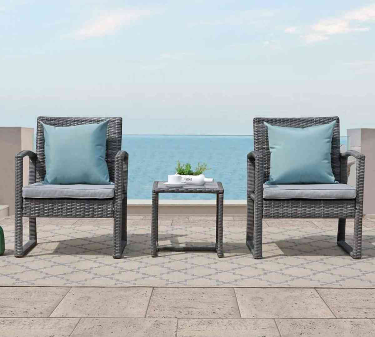 3pc outdoor patio balcony porch wicker furniture set