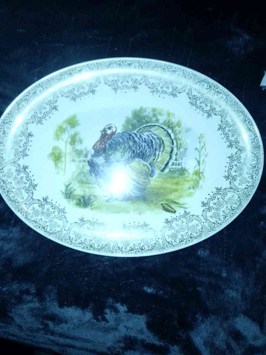 A Thanksgiving platter with a Turkey on it