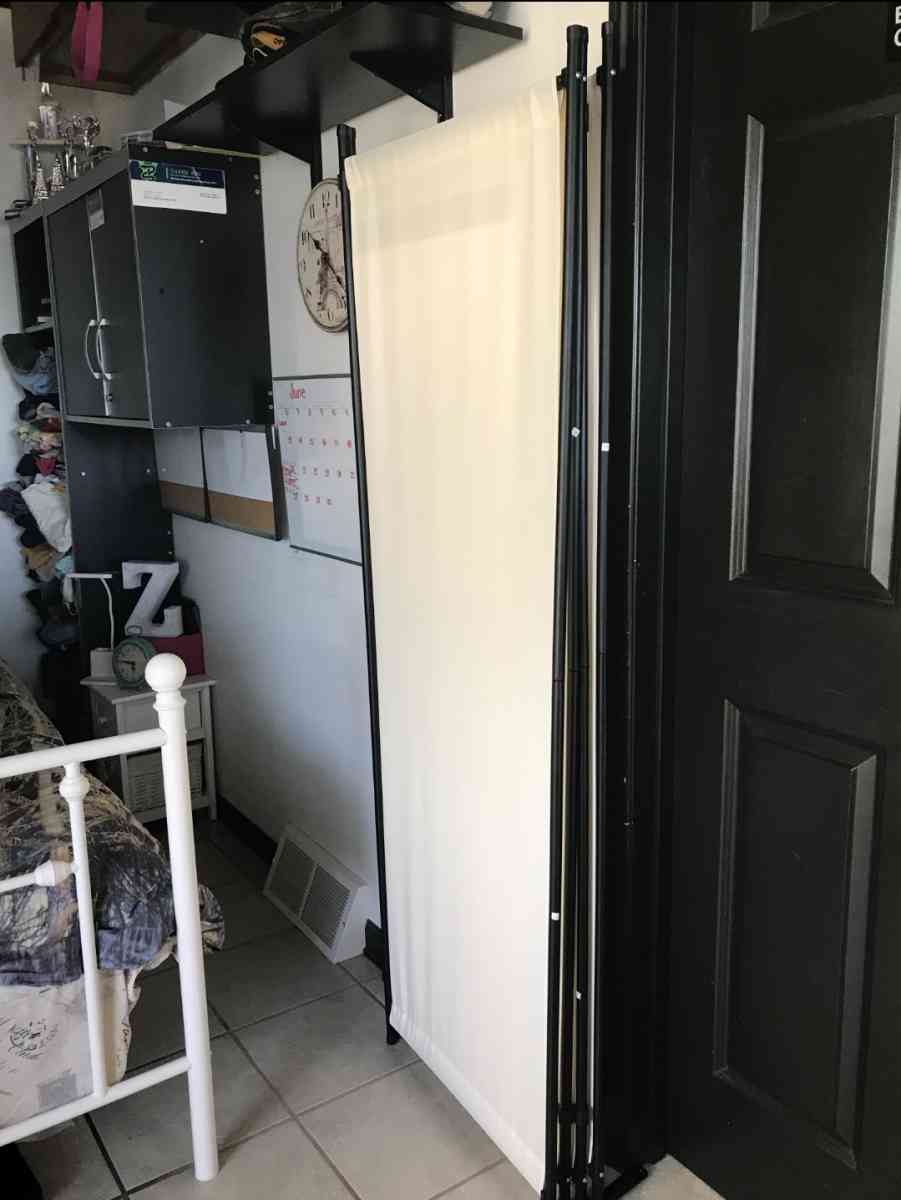4 panel room divider privacy screen partition off white
