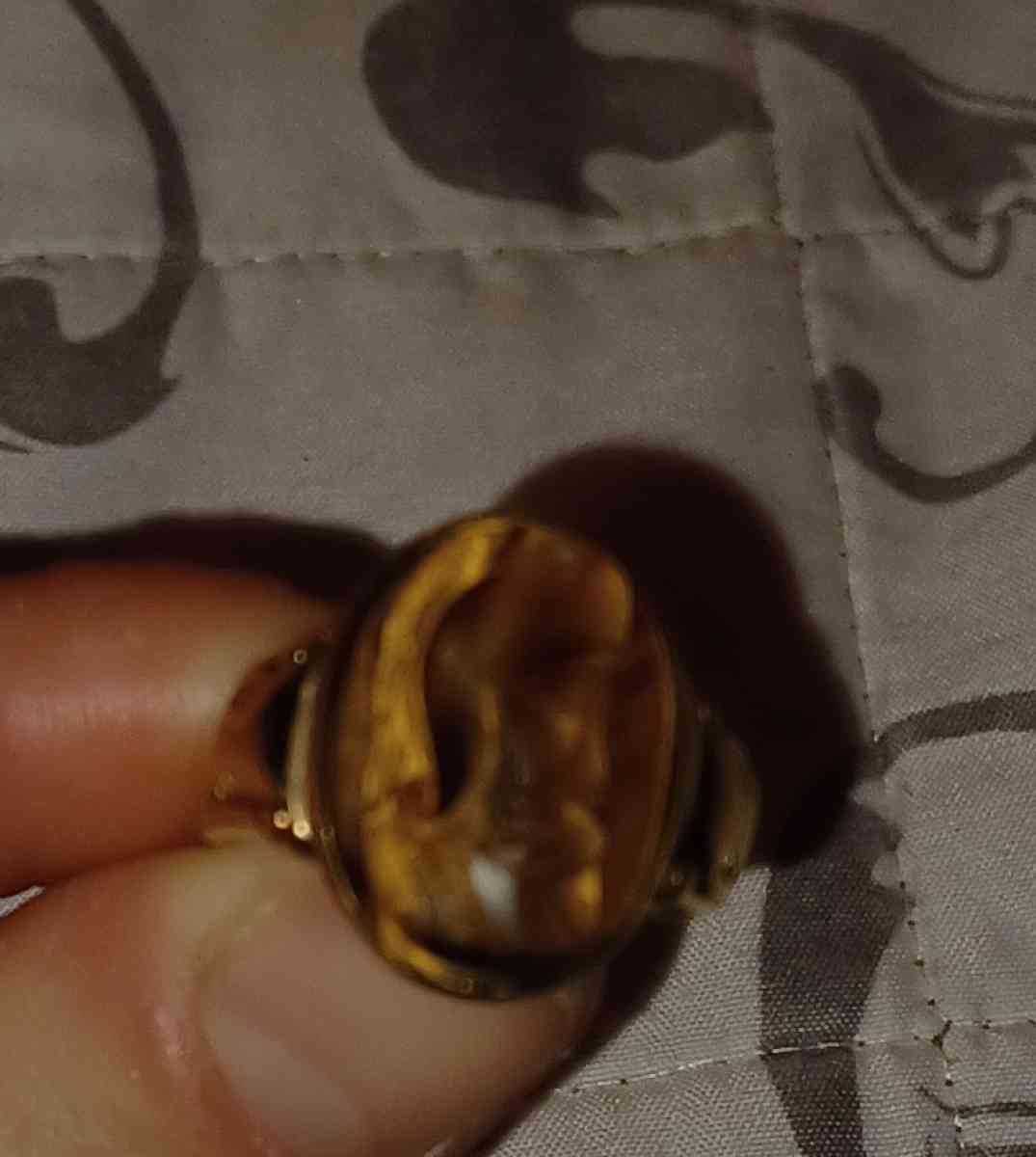 Rare unique Victorian Intaglio tigers eye unisex ring