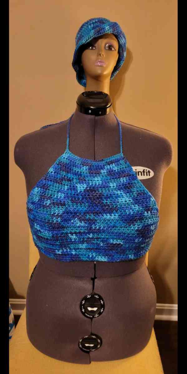 Handmade Crochet Halter Tops and Bucket Hats