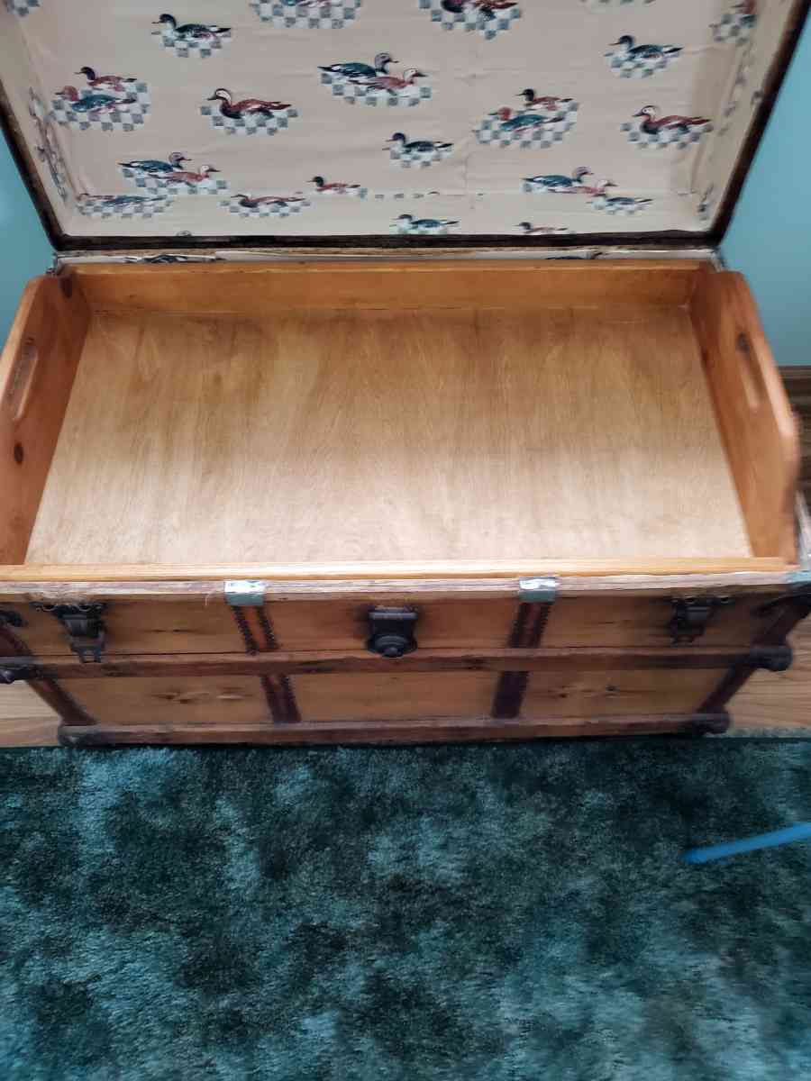 antique trunk with tray