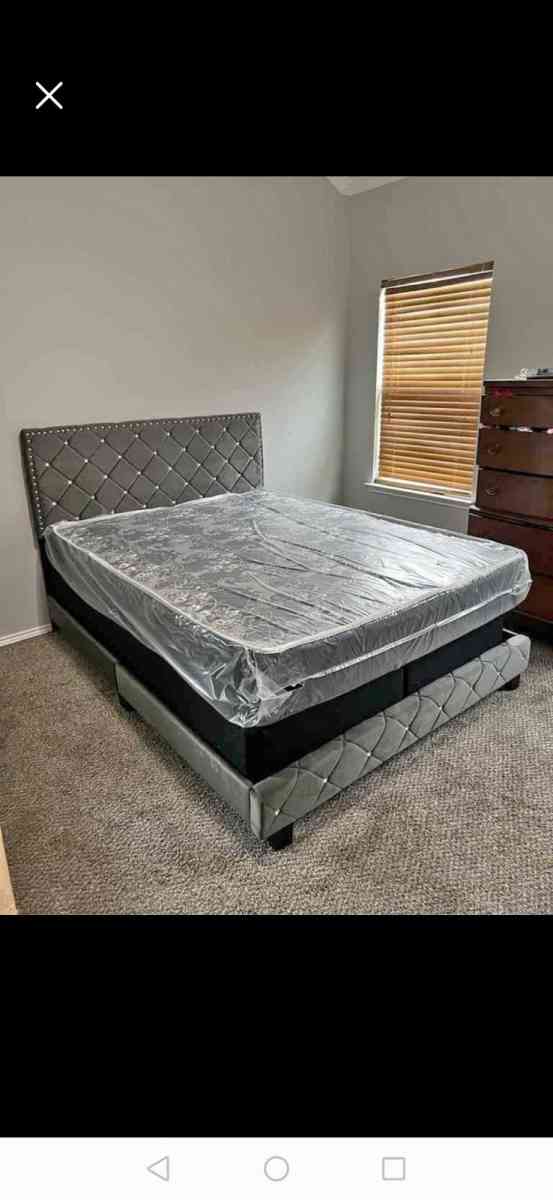 Bed Frames with box spring and mattress complete set
