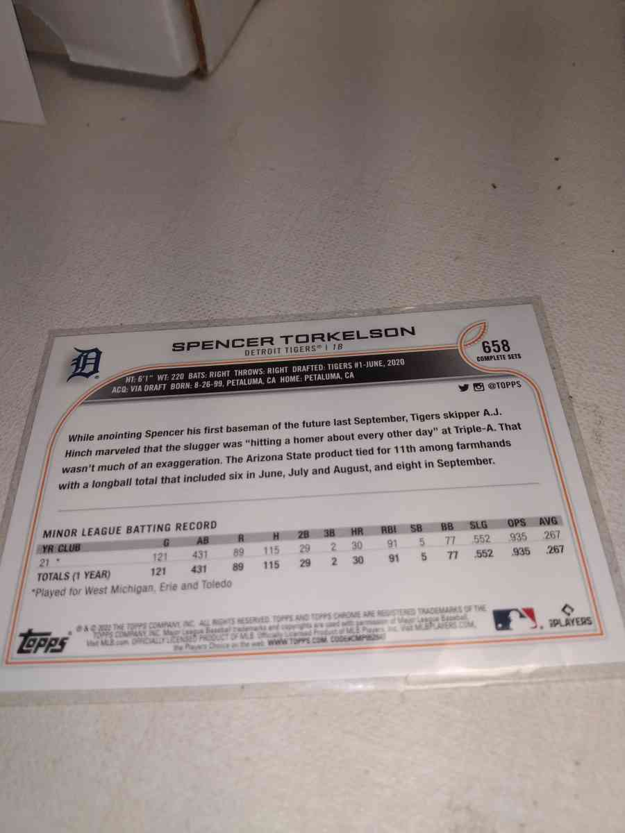 2022 Topps rookie card Spencer torkelson
