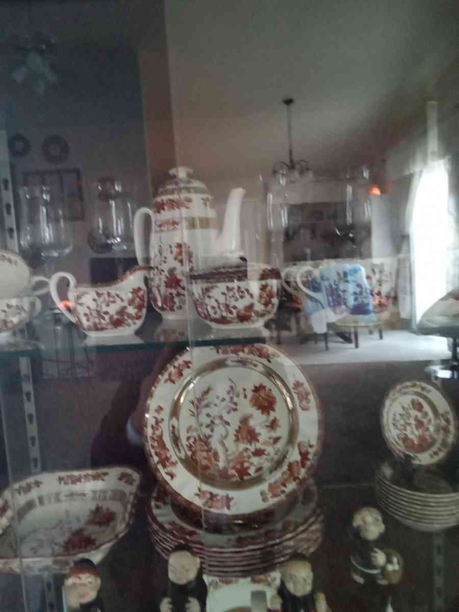 100 year old Spode Indian Tree China and cabinet