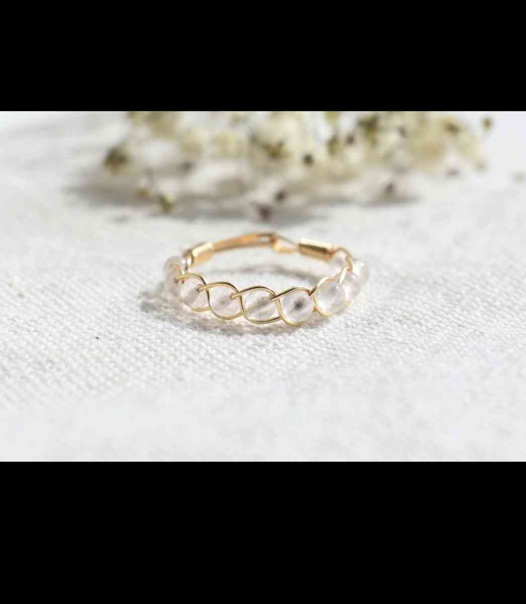 clear quarts ring with braided wire