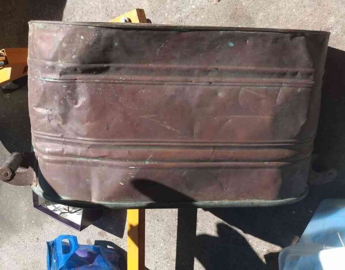 vintage primitive copper wash tub basin