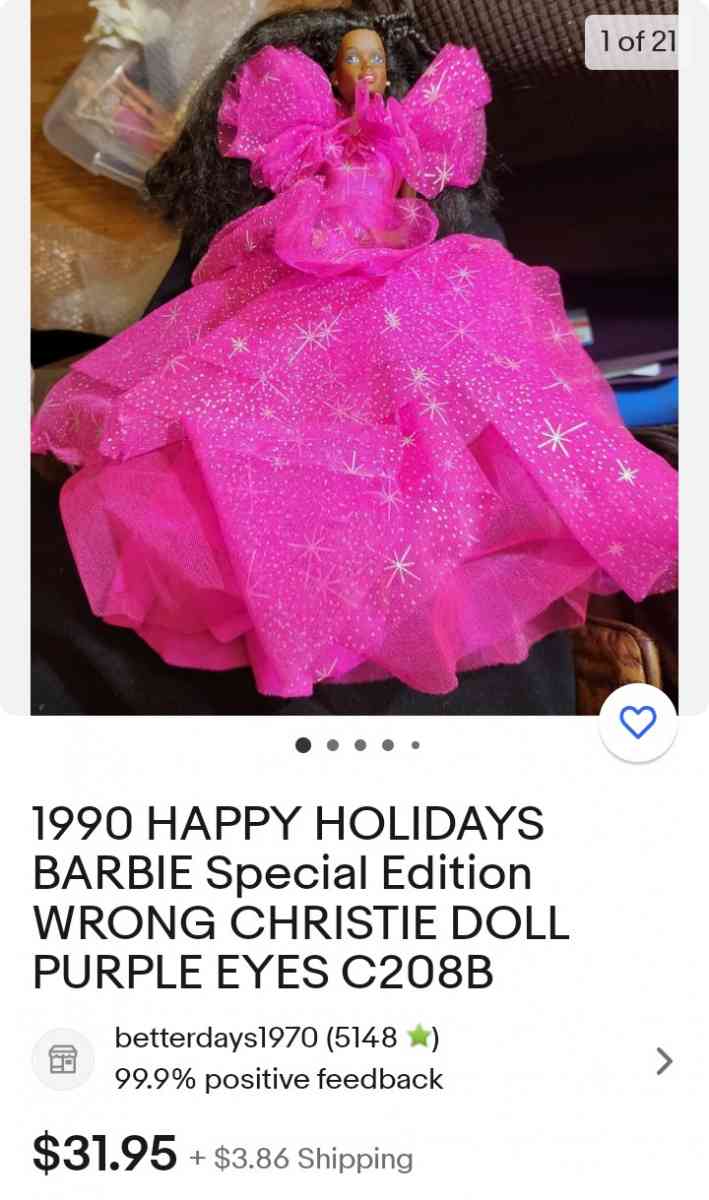 vintage Holiday Barbie in beautiful pink dress
