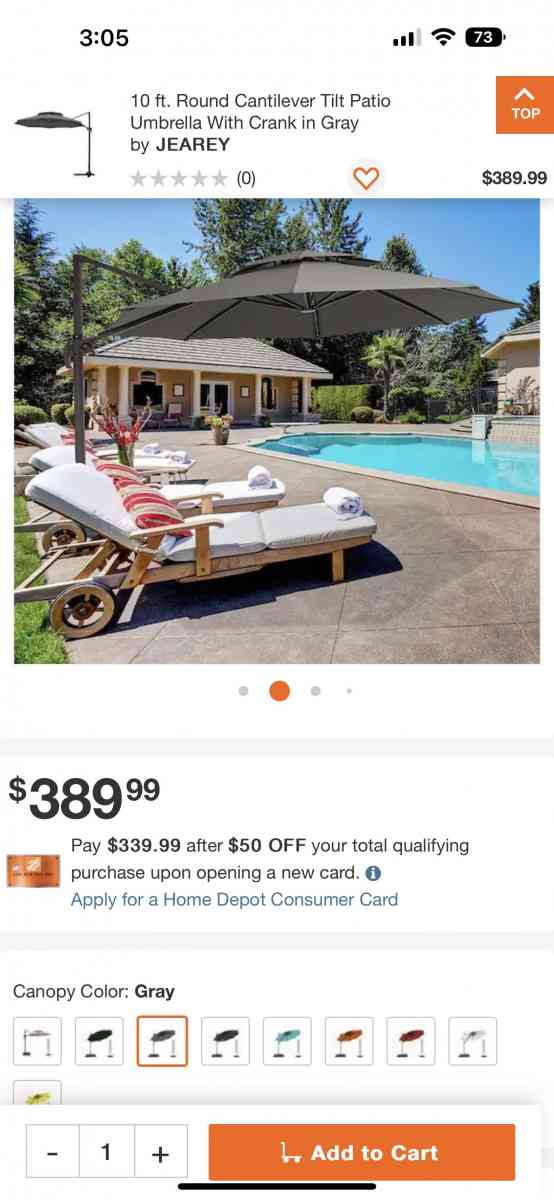 10FT Round Cantilever Patio Umbrella Double Top Roating Outd