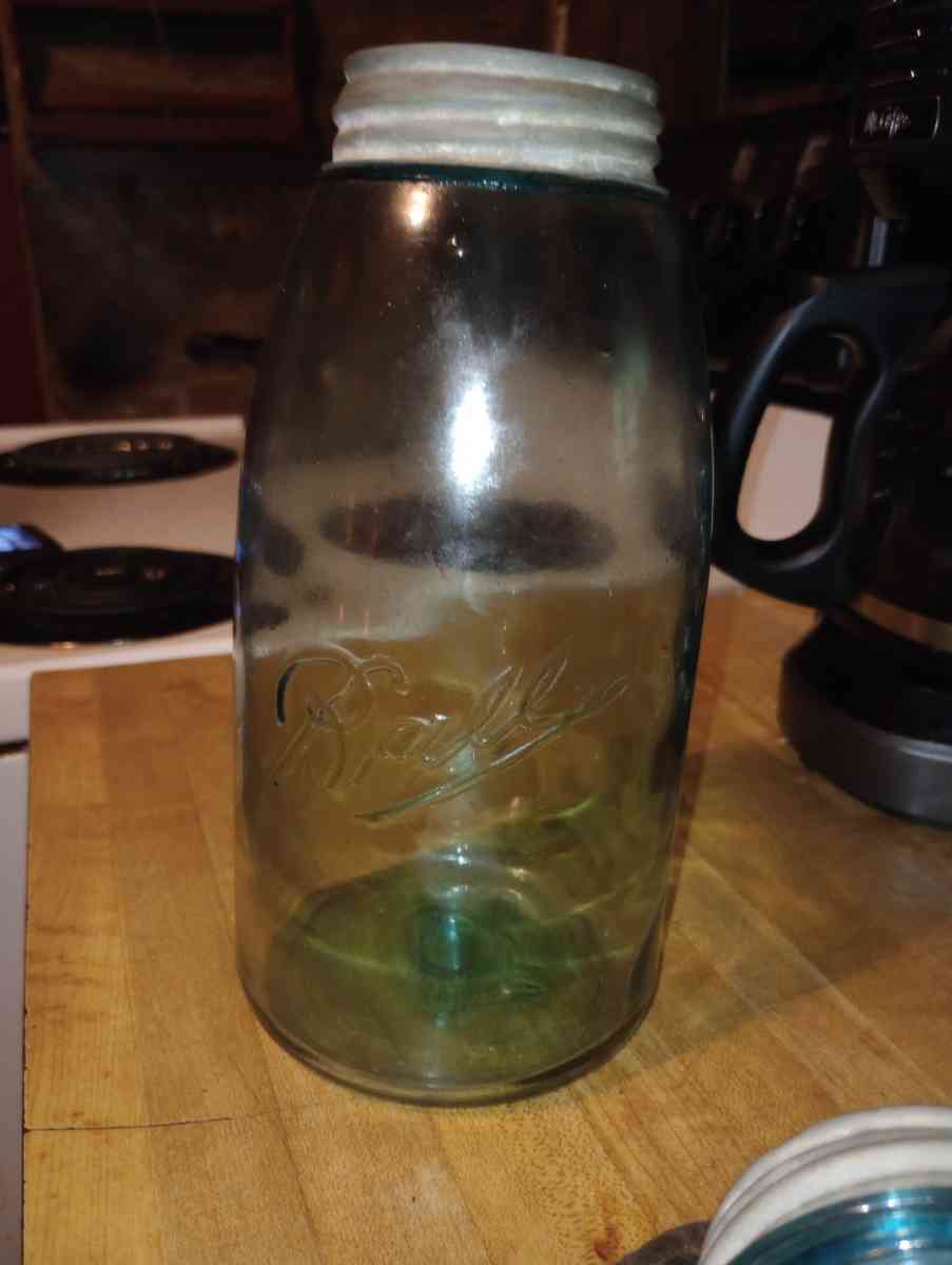 Set Of 3 Blue Mason Jars