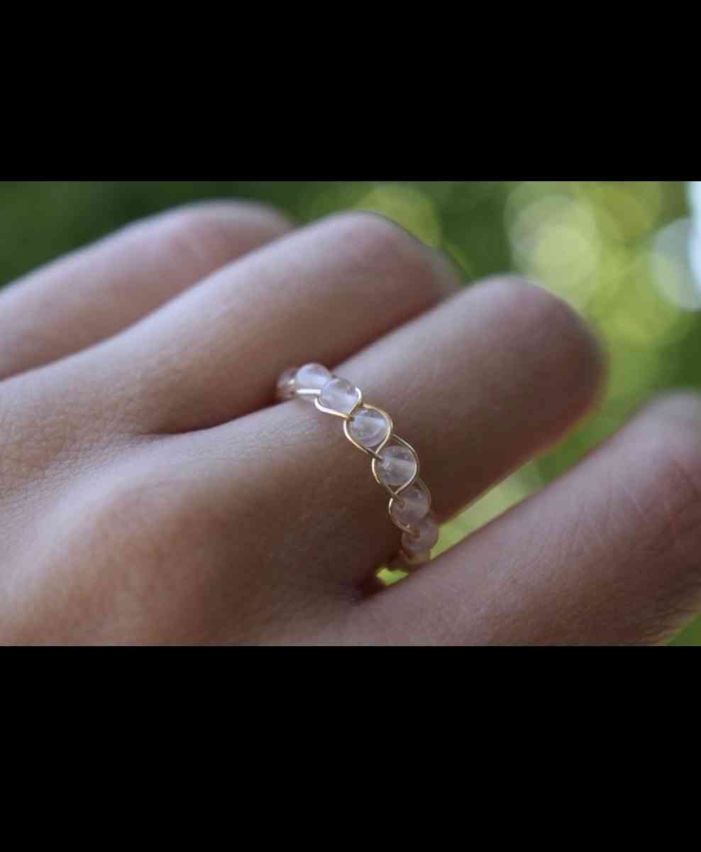 clear quarts ring with braided wire