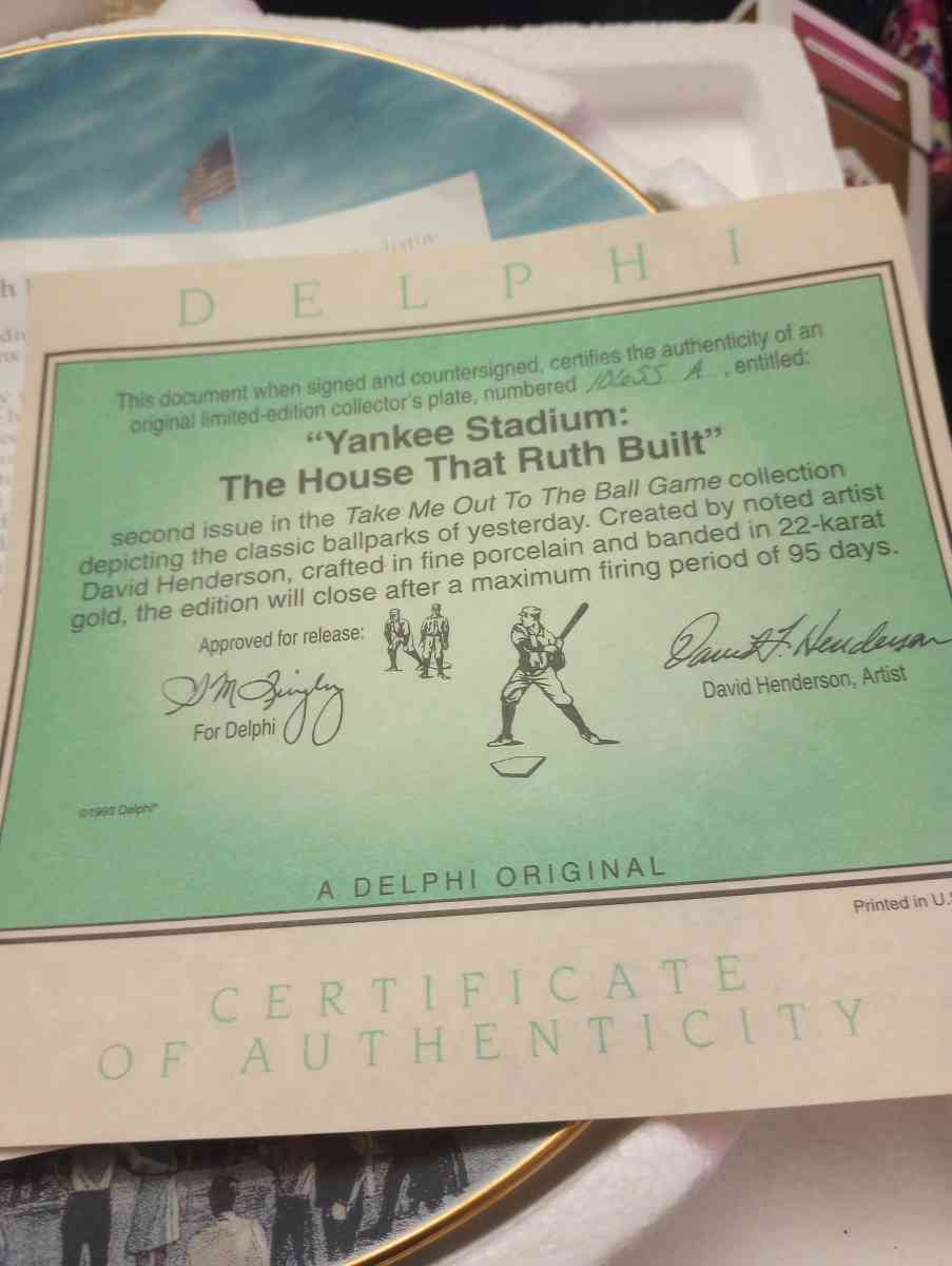 Yankee stadium ball park collectors plate