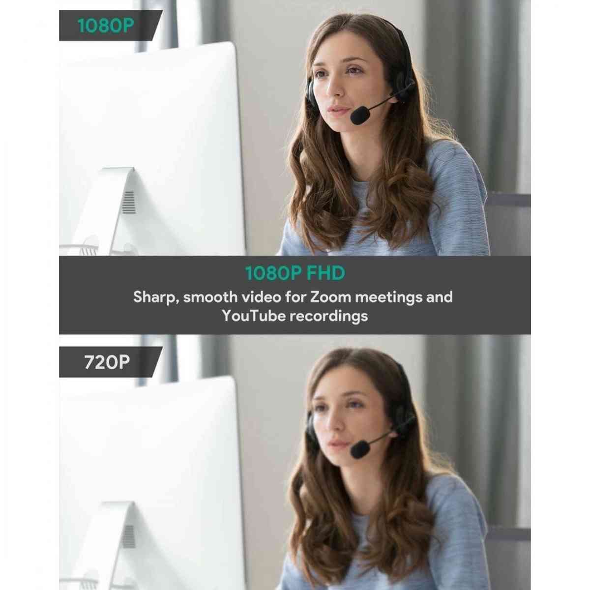 1080P Webcam w Dual Noise Reduction Stereo Microphones