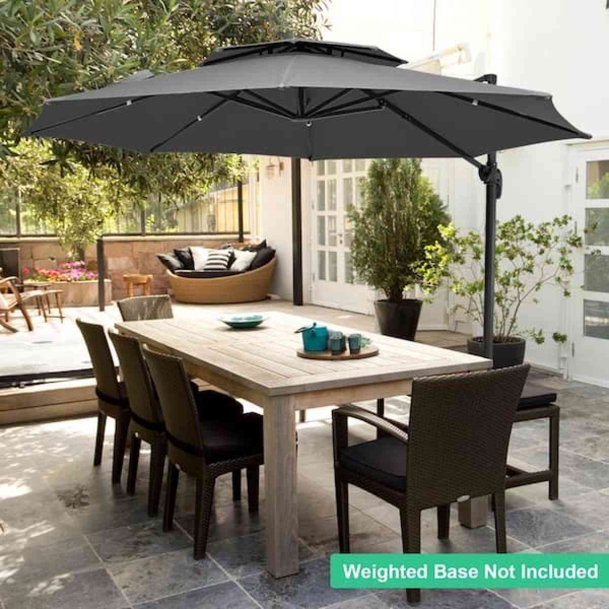 10FT Round Cantilever Patio Umbrella Double Top Roating Outd
