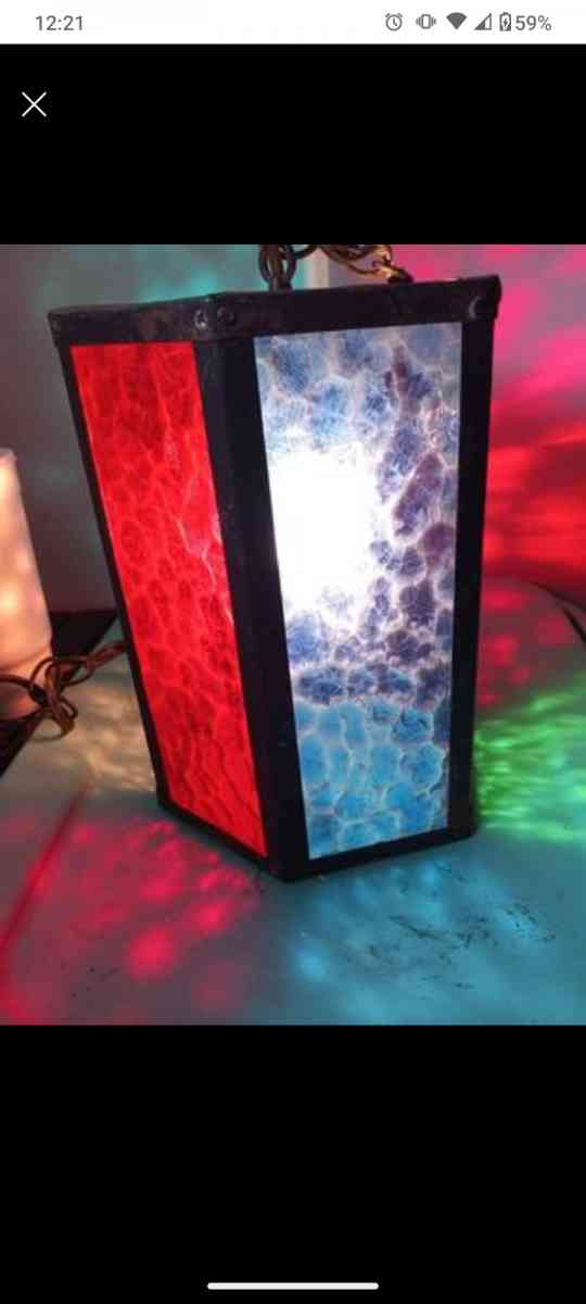 6 Sided Stained Glass Overhead Lamp