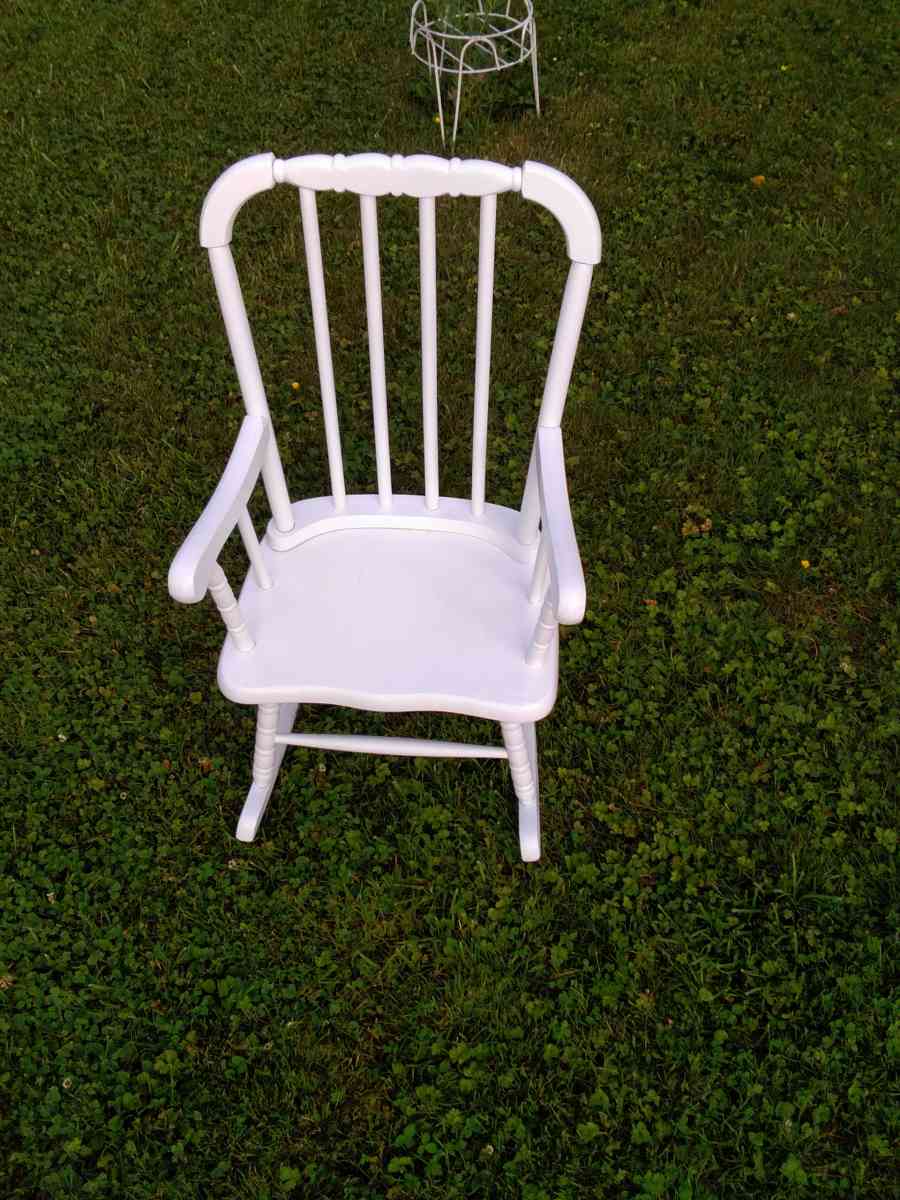 childs vintage white rocking chair
