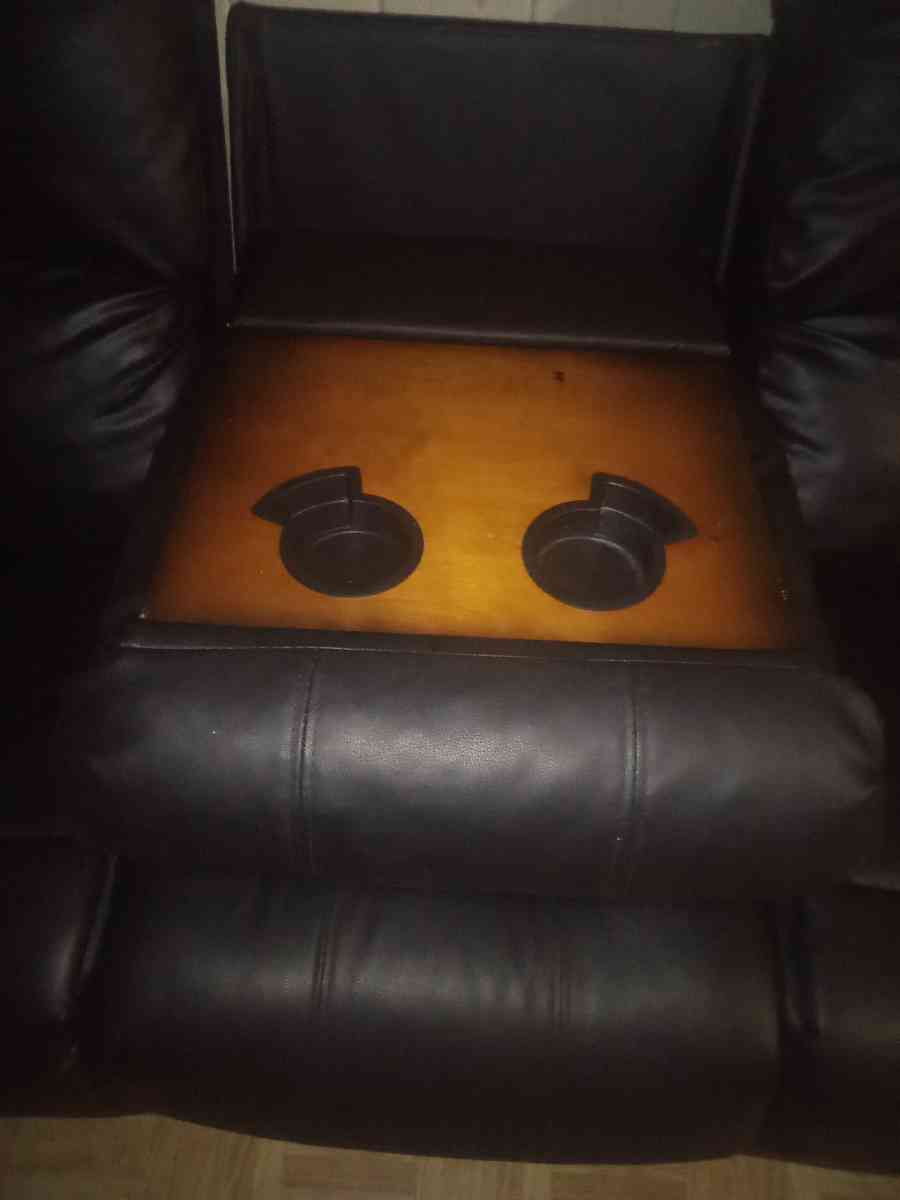 3 piece black leather recliner sofa set