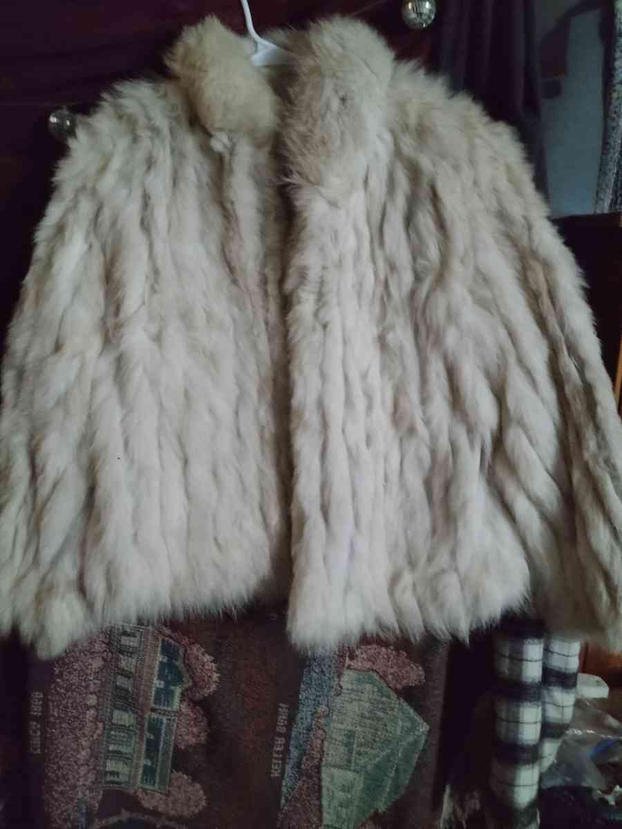 Blue fox fur coat